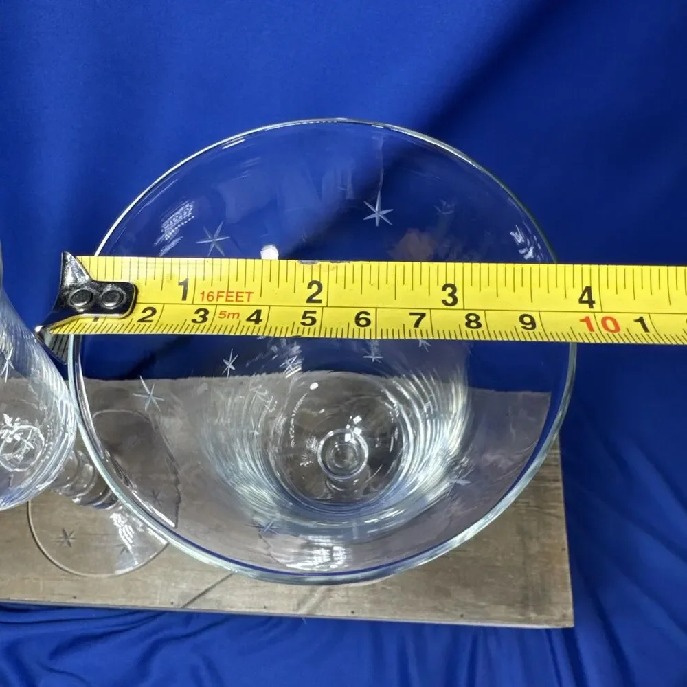 Vintage Candlewick 6 Point Star Cut 9  oz.  4 Ball Stem Water Goblets Set of 2